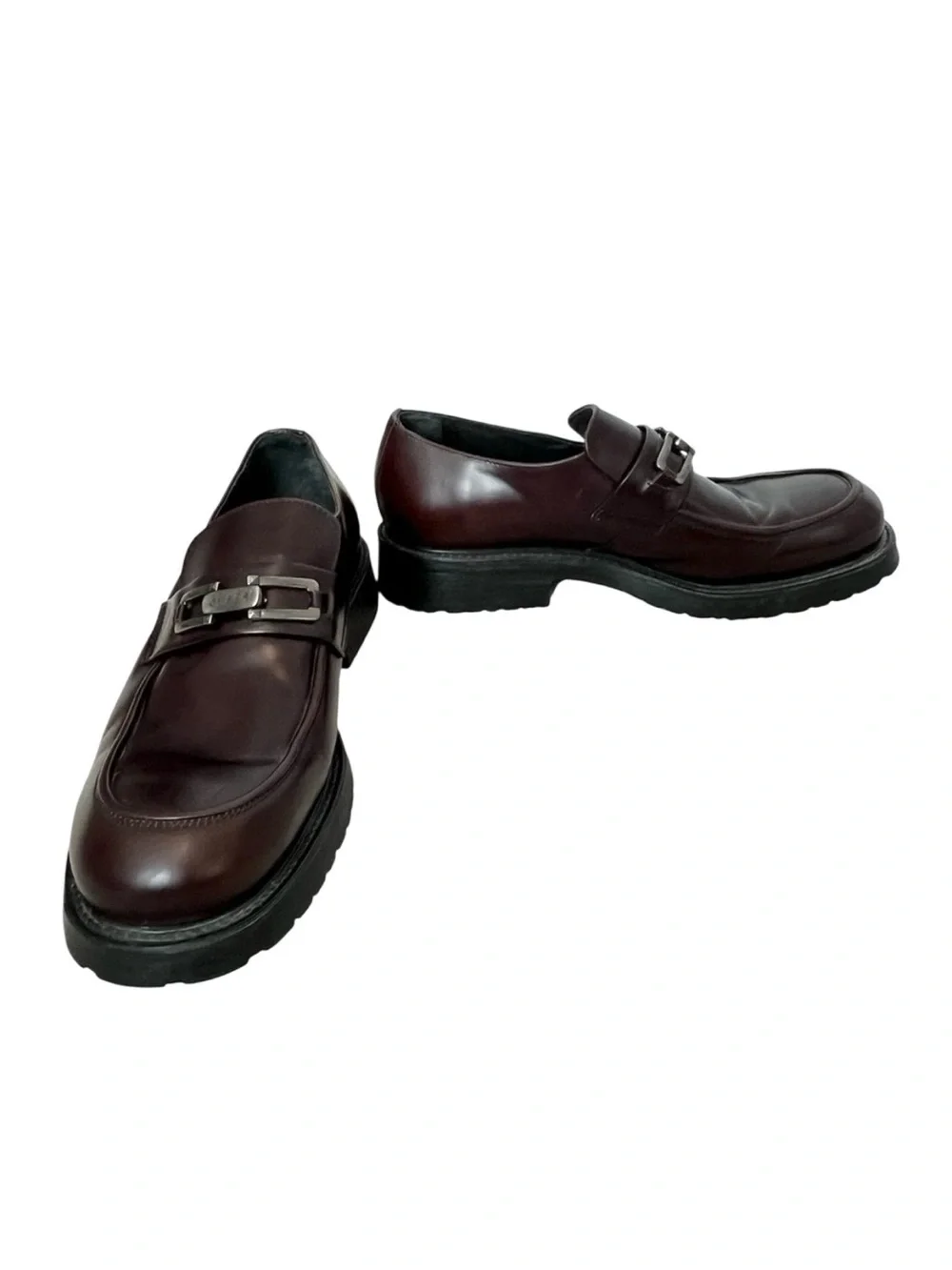 Guess Men's Brown Leather Buckle Loafers Size: 10 1/2